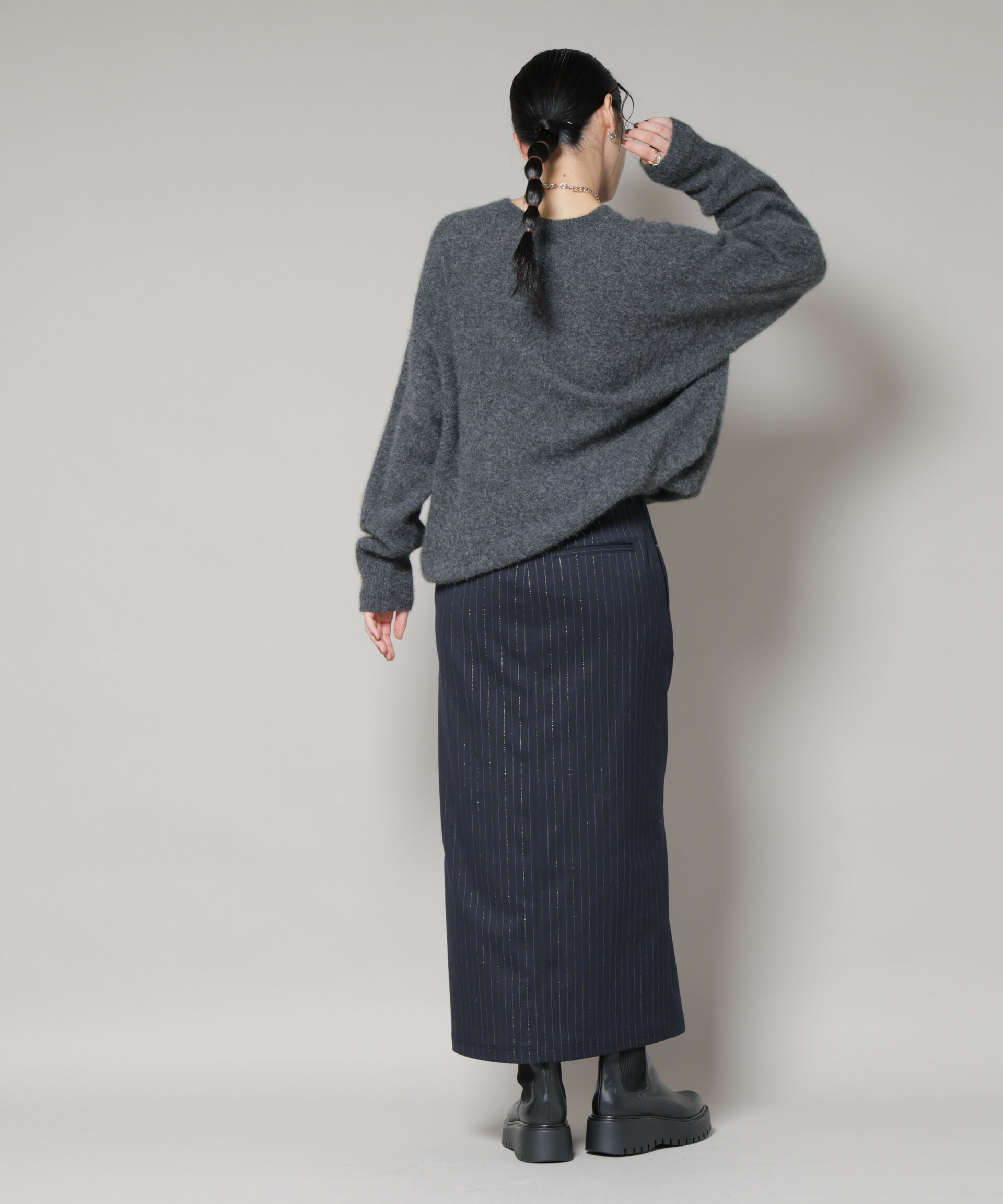 nano･universe「ラメストライプスーチングIラインスカート」|スカート|