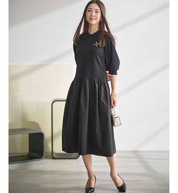 組曲「襟付きドッキング ニットワンピース」|ワンピース|