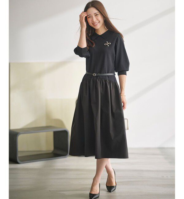 組曲「襟付きドッキング ニットワンピース」|ワンピース|