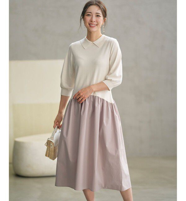 組曲「襟付きドッキング ニットワンピース」|ワンピース|