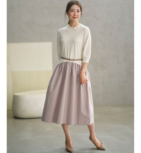 組曲「襟付きドッキング ニットワンピース」|ワンピース|