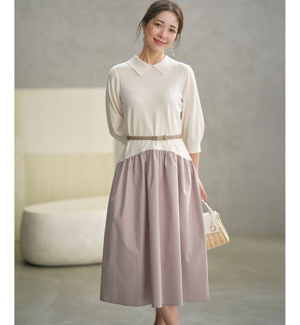 組曲「襟付きドッキング ニットワンピース」|ワンピース|