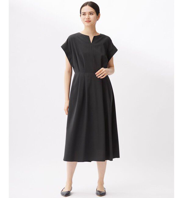 自由区「ウーステッドライク ワンピース」|ワンピース|ネイビー