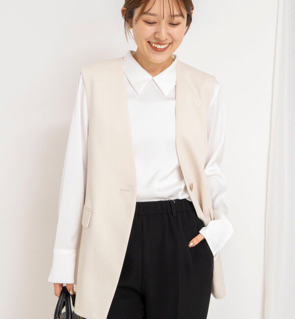 NOLLEY'S「《セットアップ対応》ウォッシャブルジョーゼットフリル付きマルチWAYジレ」|ベスト・ジレ|