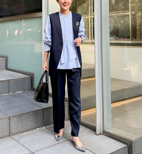 NOLLEY'S「《セットアップ対応》ウォッシャブルジョーゼットフリル付きマルチWAYジレ」|ベスト・ジレ|