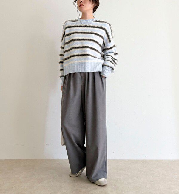 fredy emue「マルチボーダークロップドニットプルオーバー」|ニット・セーター|