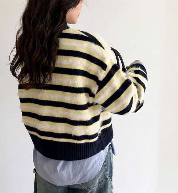 fredy emue「マルチボーダークロップドニットプルオーバー」|ニット・セーター|