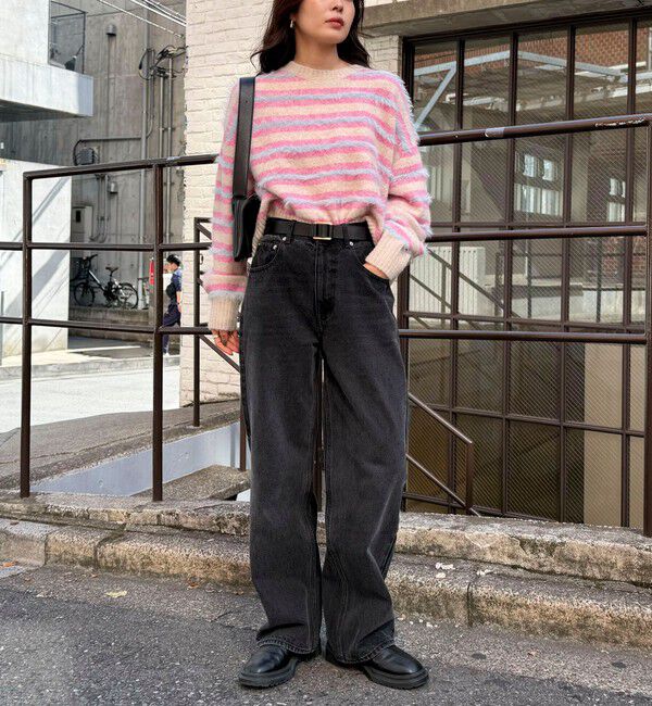 fredy emue「マルチボーダークロップドニットプルオーバー」|ニット・セーター|