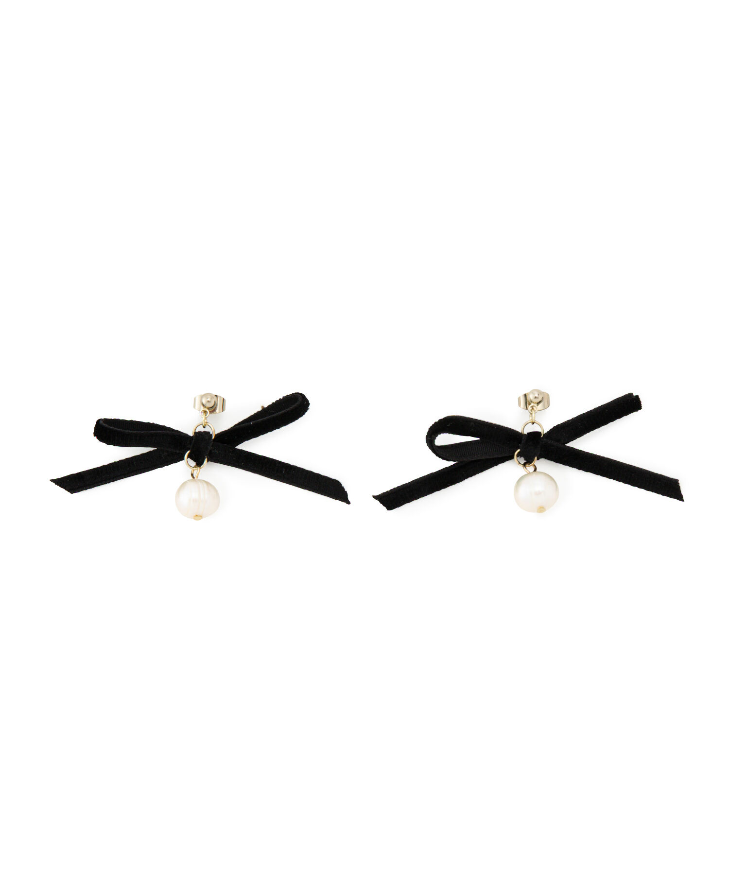 ROPE PICNIC PASSAGE「ベロアリボン&times;淡水パールピアス」|ピアス|