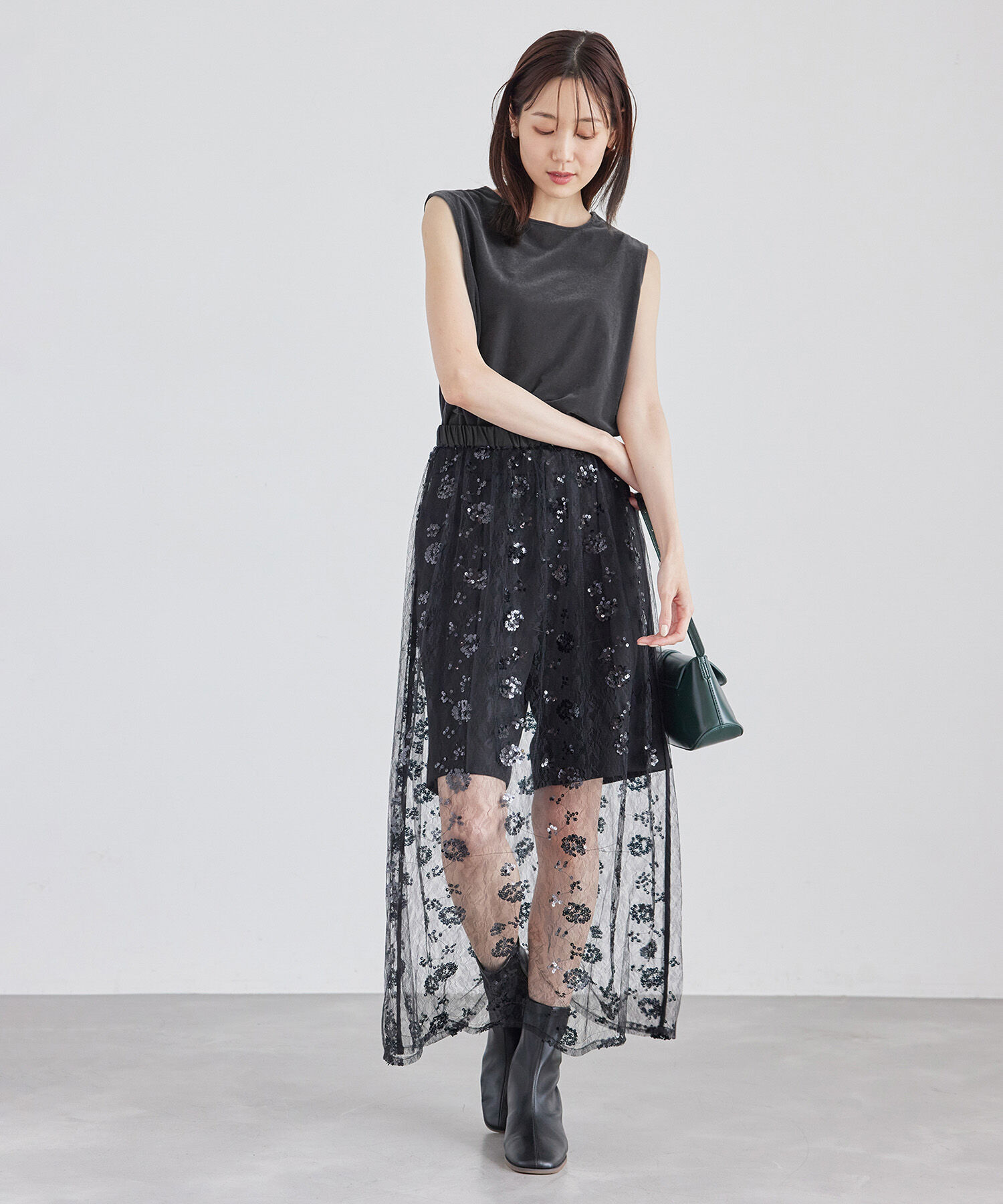 Rope&rsquo;Picnic「ベロアノースリーブカットトップス」|Tシャツ・カットソー|