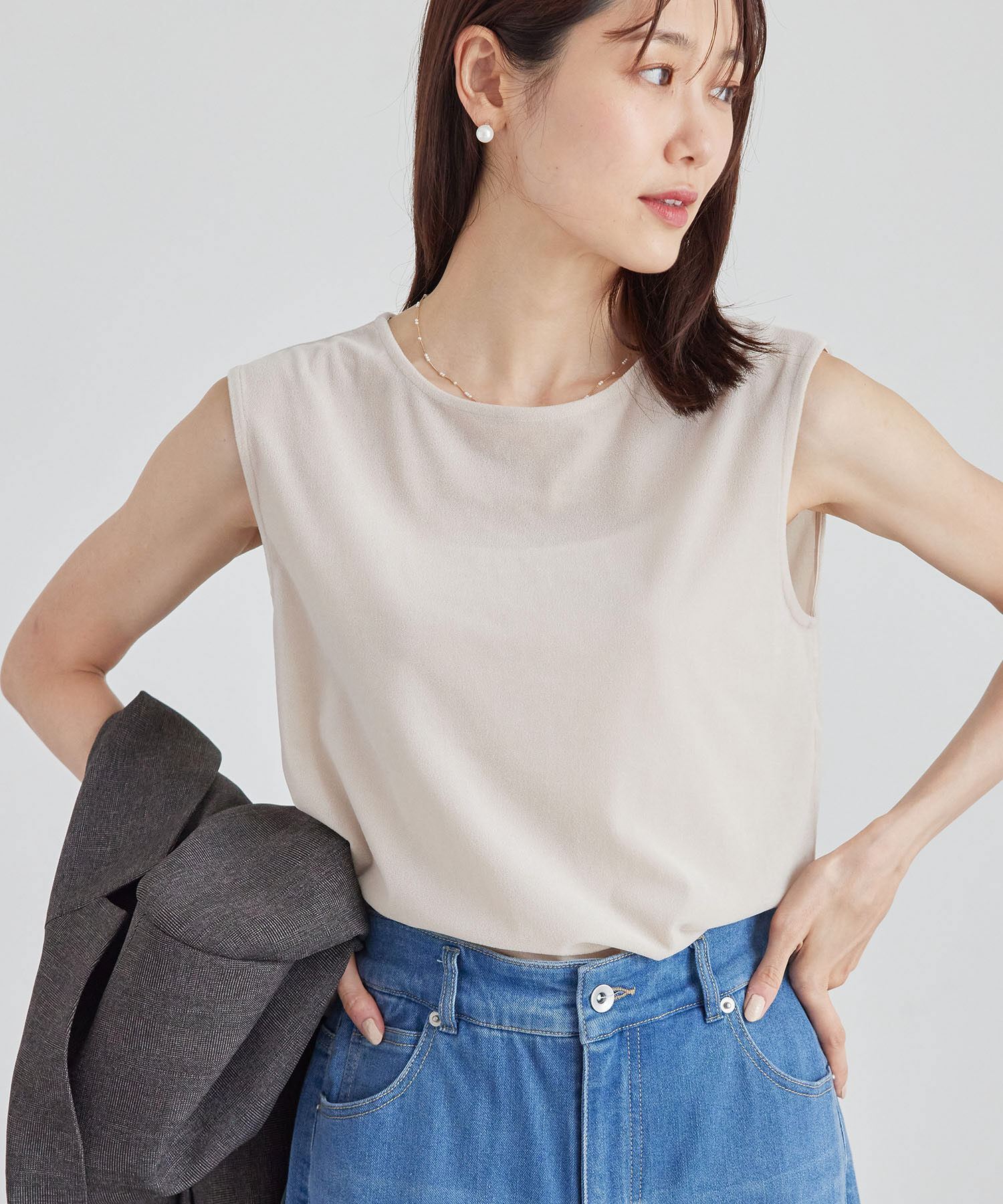 Rope&rsquo;Picnic「ベロアノースリーブカットトップス」|Tシャツ・カットソー|