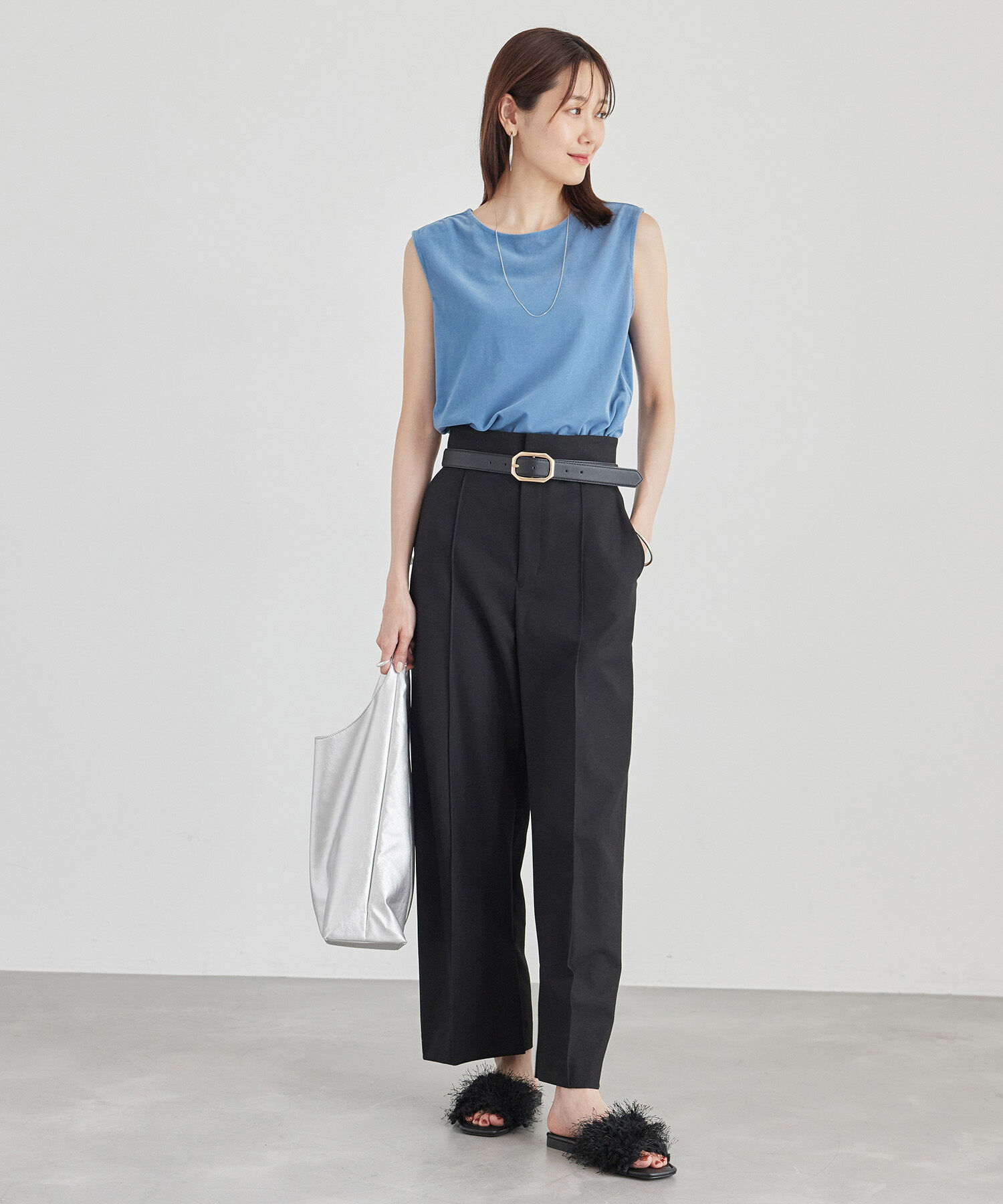 Rope&rsquo;Picnic「ベロアノースリーブカットトップス」|Tシャツ・カットソー|