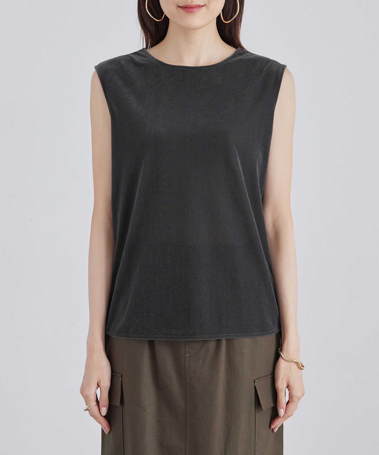 Rope&rsquo;Picnic「ベロアノースリーブカットトップス」|Tシャツ・カットソー|