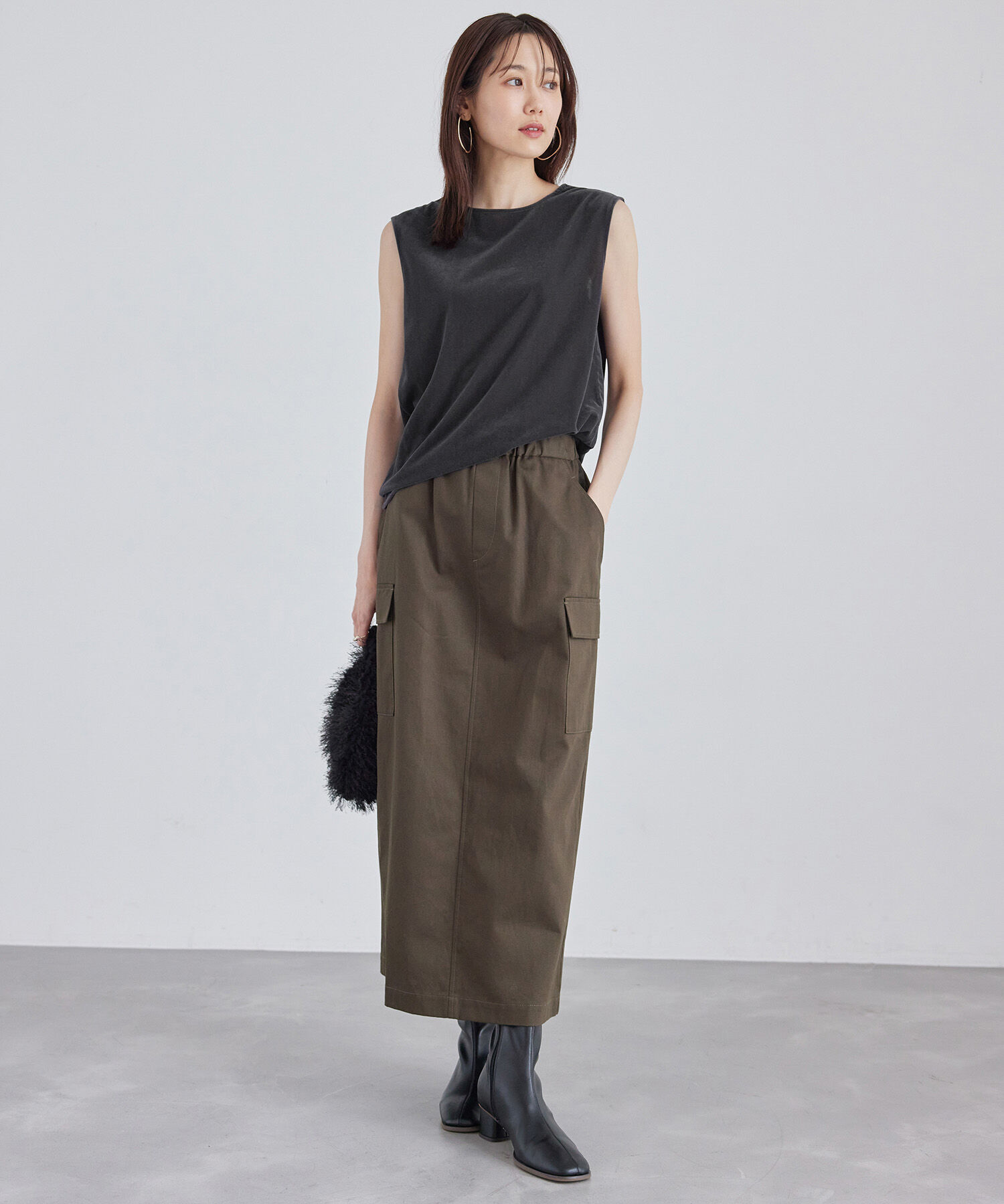 Rope&rsquo;Picnic「ベロアノースリーブカットトップス」|Tシャツ・カットソー|