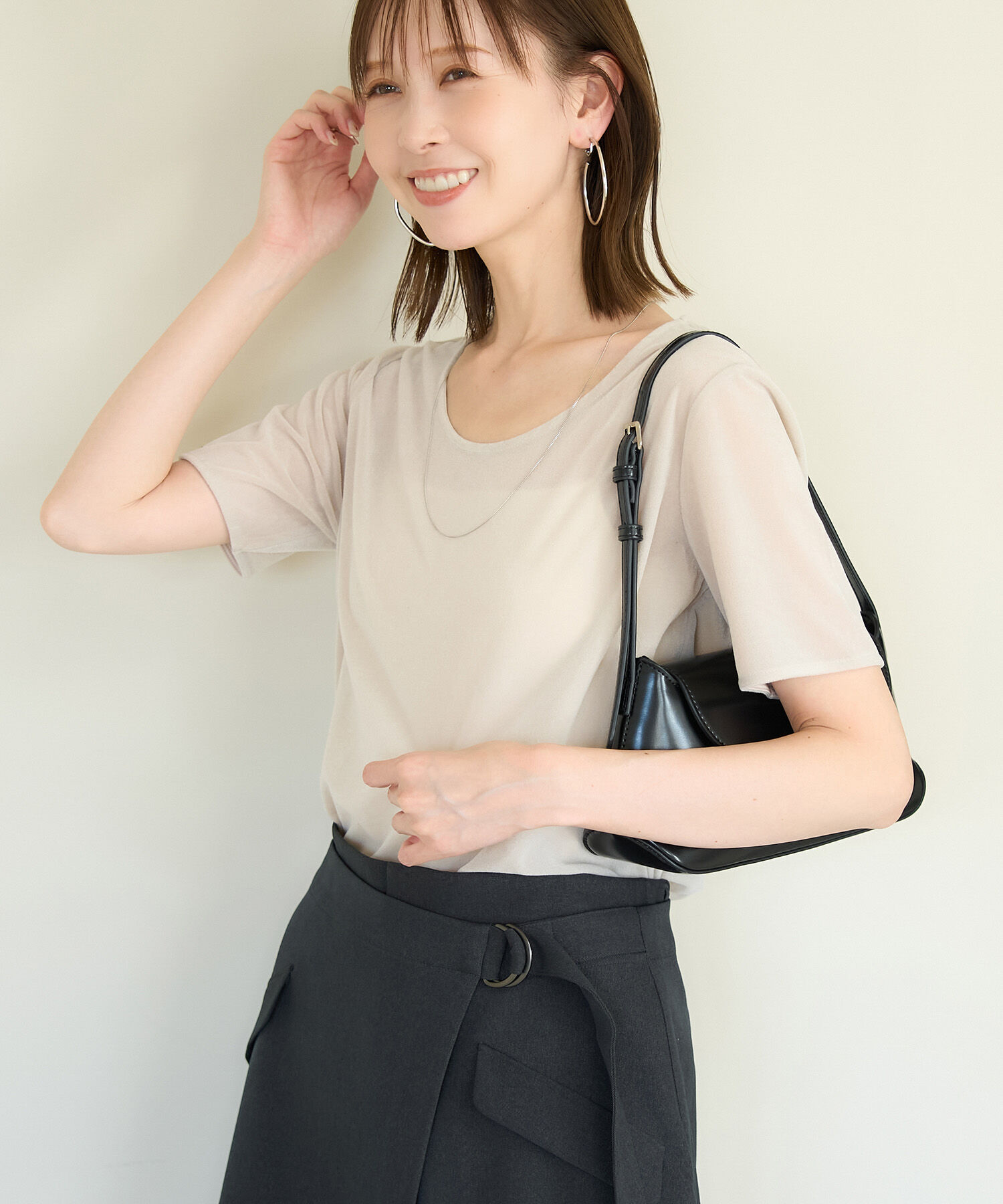 Rope&rsquo;Picnic「シアーベロアハーフスリーブカットトップス」|Tシャツ・カットソー|