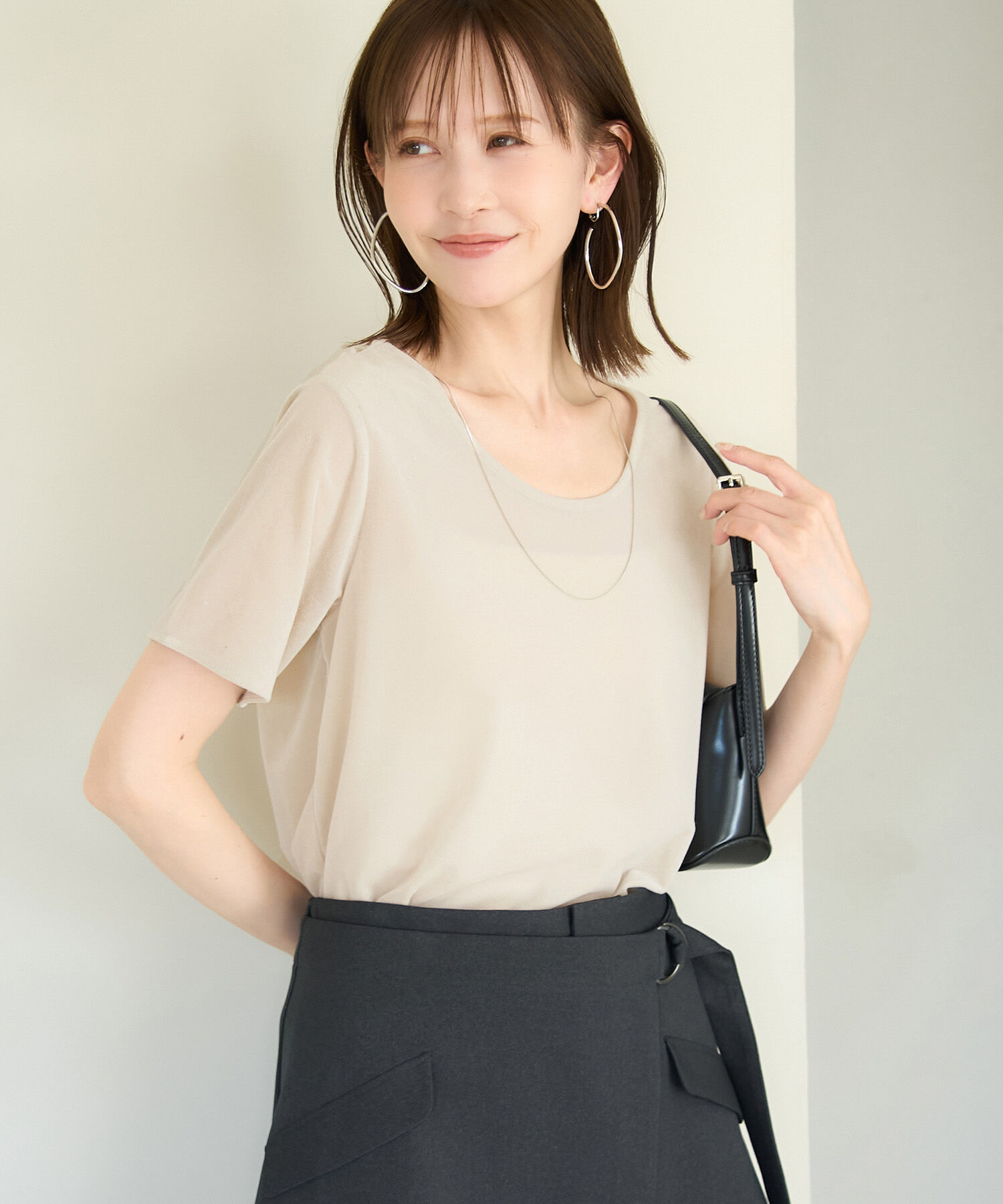 Rope&rsquo;Picnic「シアーベロアハーフスリーブカットトップス」|Tシャツ・カットソー|