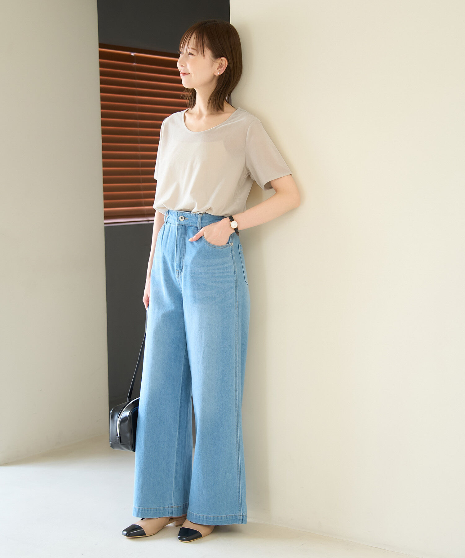 Rope&rsquo;Picnic「シアーベロアハーフスリーブカットトップス」|Tシャツ・カットソー|