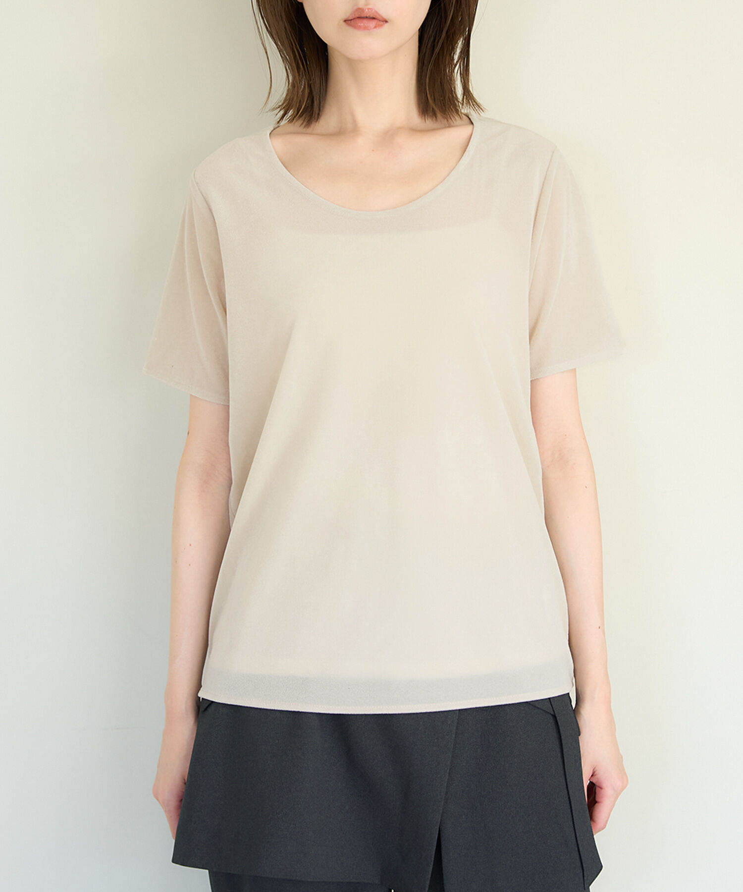 Rope&rsquo;Picnic「シアーベロアハーフスリーブカットトップス」|Tシャツ・カットソー|