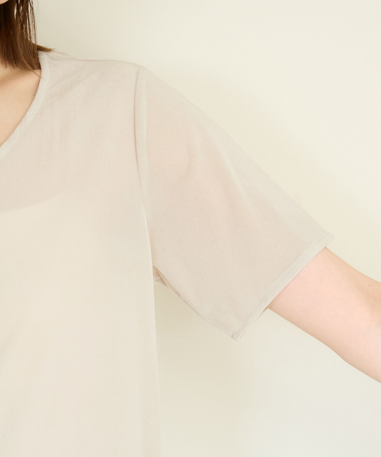 Rope&rsquo;Picnic「シアーベロアハーフスリーブカットトップス」|Tシャツ・カットソー|