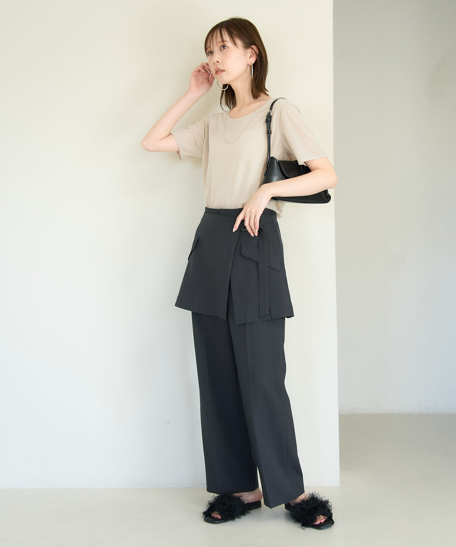 Rope&rsquo;Picnic「シアーベロアハーフスリーブカットトップス」|Tシャツ・カットソー|