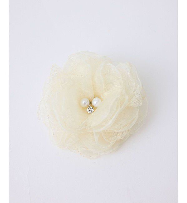 ROPE PICNIC PASSAGE「オーガンジー&times;チュールフラワーコサージュ」|ブローチ・コサージュ|