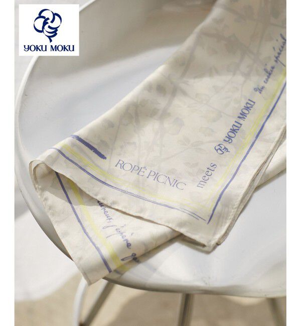 ROPE PICNIC PASSAGE「【YOKU MOKU/ヨックモック&times;ROPE' PICNIC】フラワーグラデーションスカーフ」|バンダナ・スカーフ|生成メイン