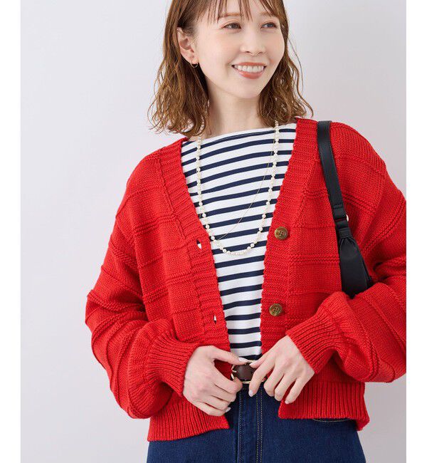 Rope&rsquo;Picnic「ガーターボーダーショート丈カーディガン」|カーディガン|