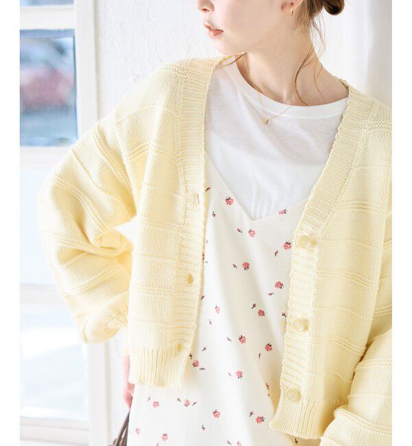 Rope&rsquo;Picnic「ガーターボーダーショート丈カーディガン」|カーディガン|クリーム(83)