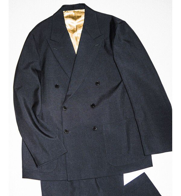ADAM ET ROPE'「ハードクロス ダブルブレストジャケット / セットアップ対応」|テーラードジャケット|ブラック(01)