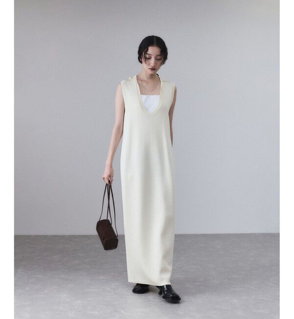 ADAM ET ROPE'「【サステナブル】スクープネックフーディニットワンピース」|ワンピース|