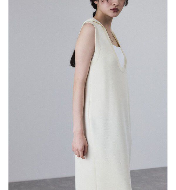 ADAM ET ROPE'「【サステナブル】スクープネックフーディニットワンピース」|ワンピース|