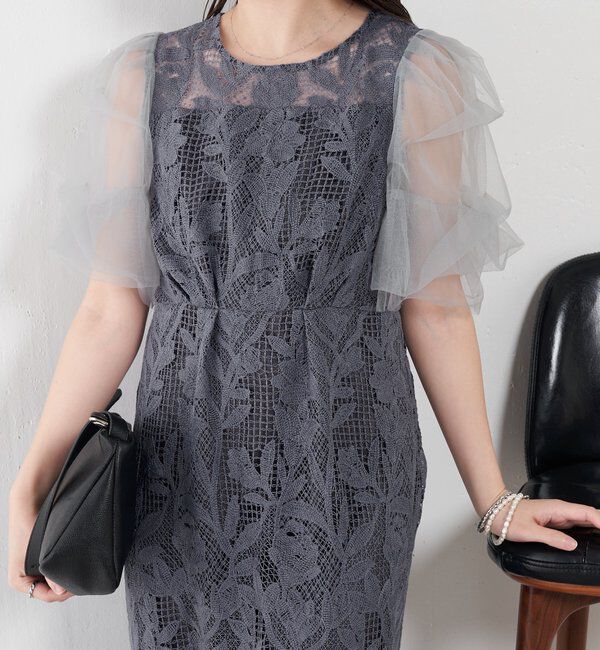  「グラフィカルリーフレースワンピース」|ワンピース|