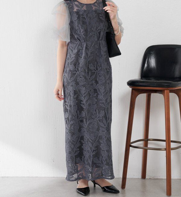  「グラフィカルリーフレースワンピース」|ワンピース|