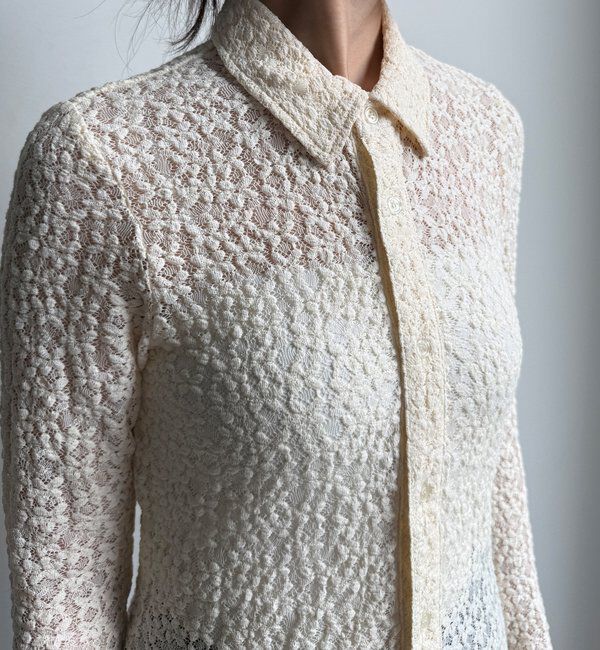  「【WEB限定】ニットレースシャツ」|シャツ・ブラウス|