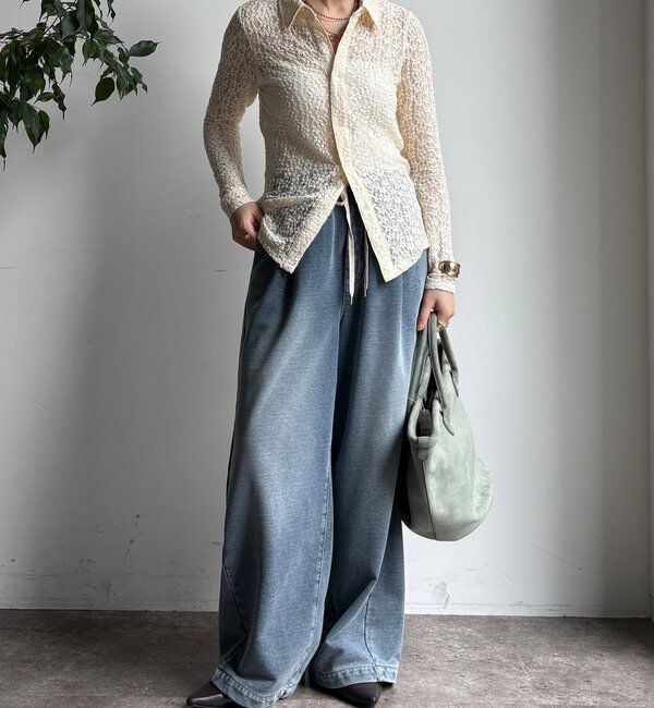  「【WEB限定】ニットレースシャツ」|シャツ・ブラウス|