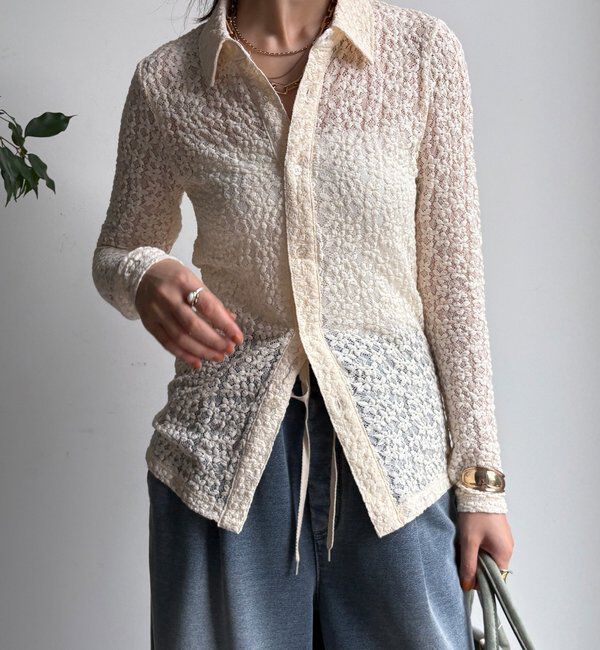  「【WEB限定】ニットレースシャツ」|シャツ・ブラウス|