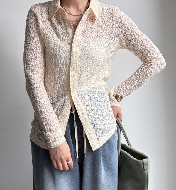  「【WEB限定】ニットレースシャツ」|シャツ・ブラウス|