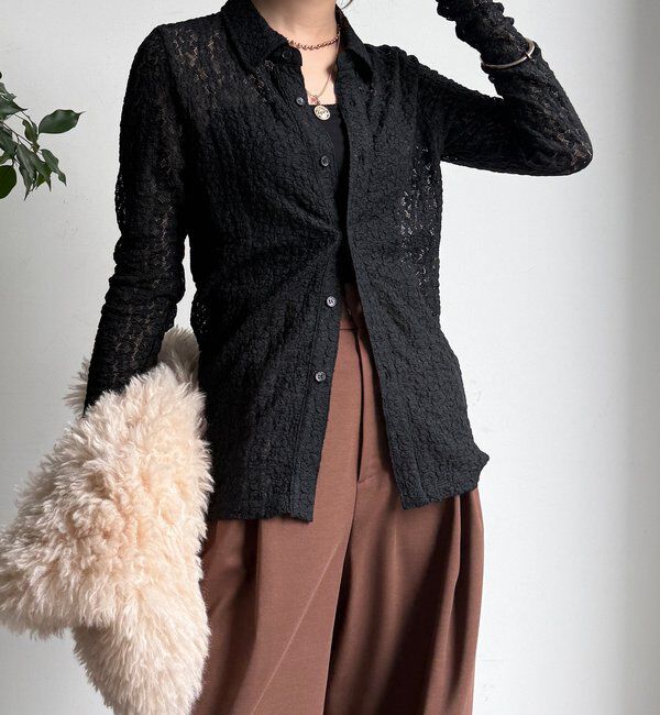  「【WEB限定】ニットレースシャツ」|シャツ・ブラウス|