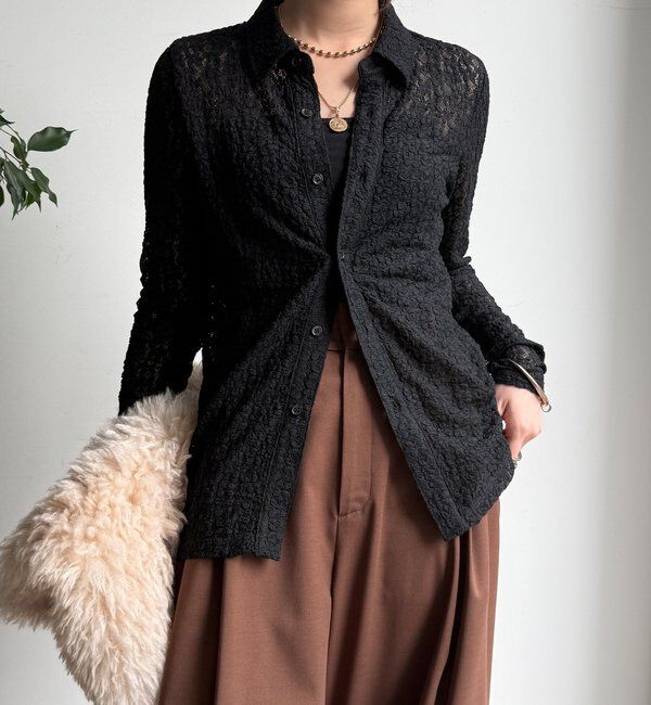  「【WEB限定】ニットレースシャツ」|シャツ・ブラウス|