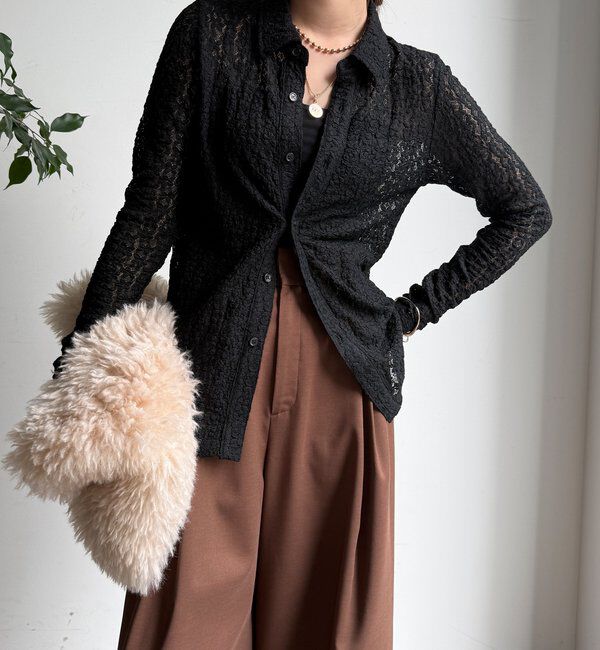  「【WEB限定】ニットレースシャツ」|シャツ・ブラウス|