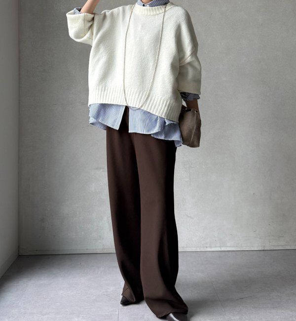  「【WEB限定】クルーネックショートプルオーバー」|ニット・セーター|