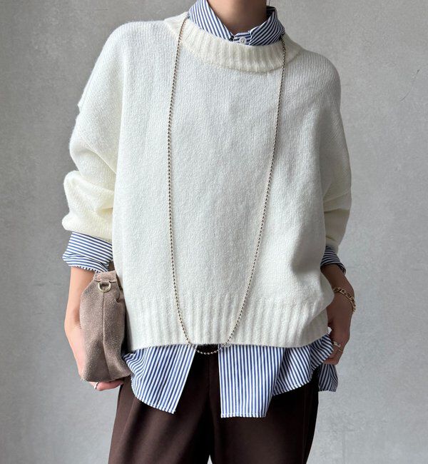  「【WEB限定】クルーネックショートプルオーバー」|ニット・セーター|