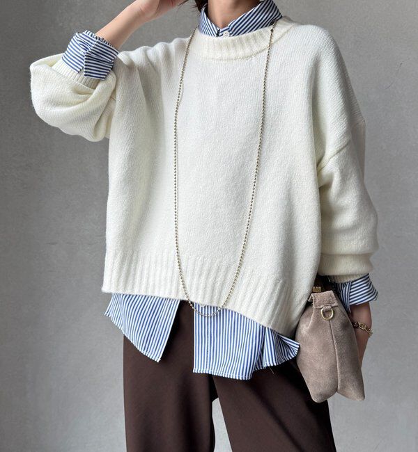  「【WEB限定】クルーネックショートプルオーバー」|ニット・セーター|