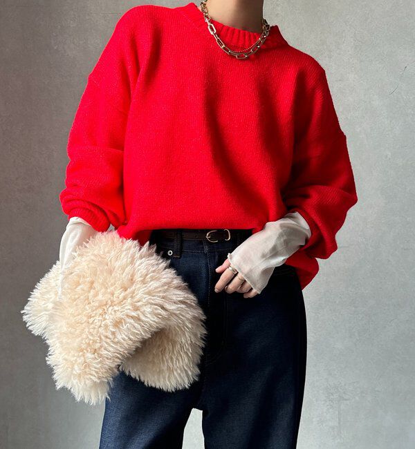  「【WEB限定】クルーネックショートプルオーバー」|ニット・セーター|