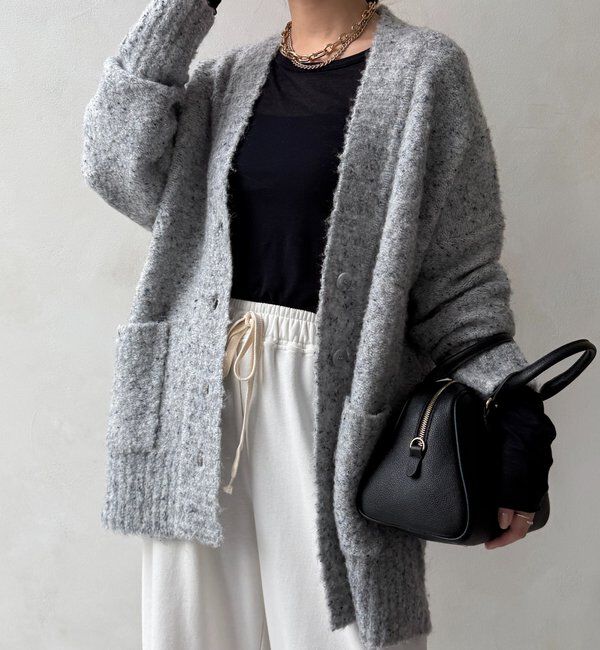  「ウォッシャブルカラーネップカーディガン」|カーディガン|グレー