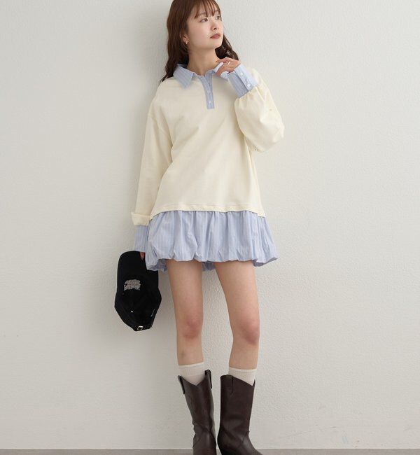  「バルーン切り替えミニワンピース」|ワンピース|