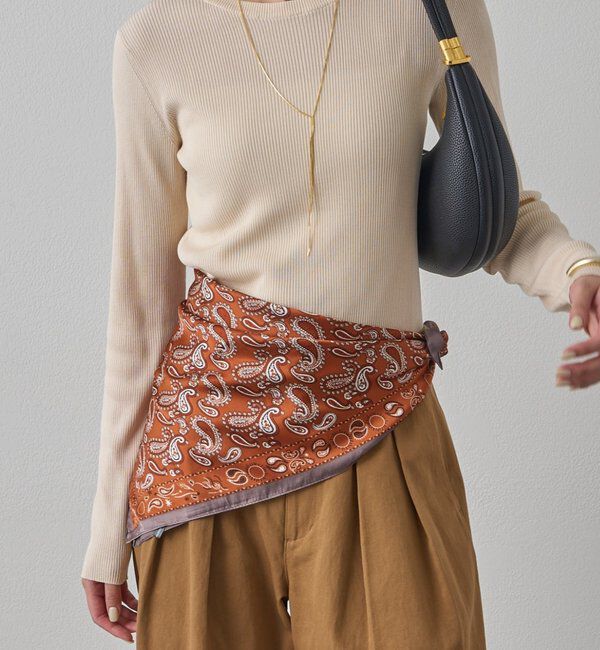  「【GALENA/ガレナ】ペイズリープリントスカーフ」|マフラー|レッド