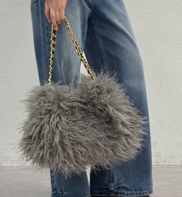  「VIOLA ELMOファーチェーンBAG」|トートバッグ|グレー