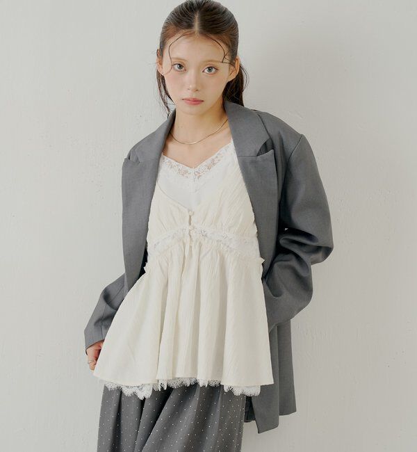  「ランジェリーレイヤードサテンペプラムキャミ」|シャツ・ブラウス|