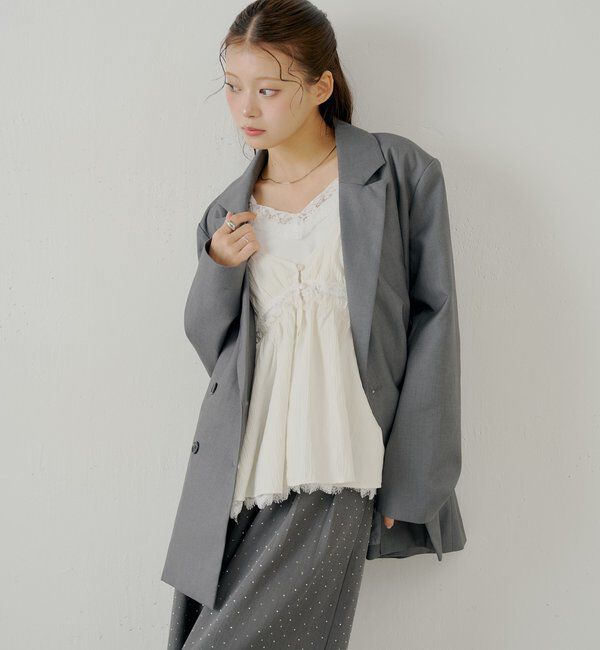  「ランジェリーレイヤードサテンペプラムキャミ」|シャツ・ブラウス|
